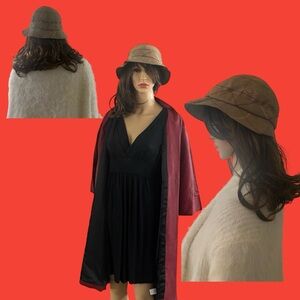 Vintage Women's BURBERRY London Plaid House Bucket Tartan Hat Shimmer Size Large